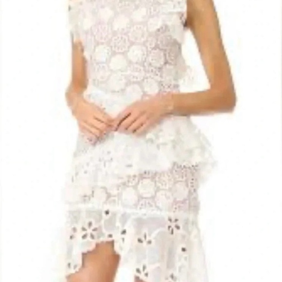 Alexis Dress Arleigh White Lace Ruffle Open Back Cocktail Mini XS Zipper Floral - Picture 13 of 13